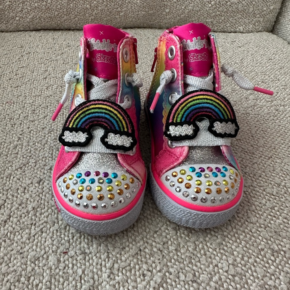 Skechers LIGHT UP Twinkle Toes Kids' Rainbow High-Top Sneakers